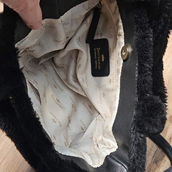 Juicy Couture Women's Black In The Mix Double Handle Faux Fur Crossbody - Picture 9 of 13